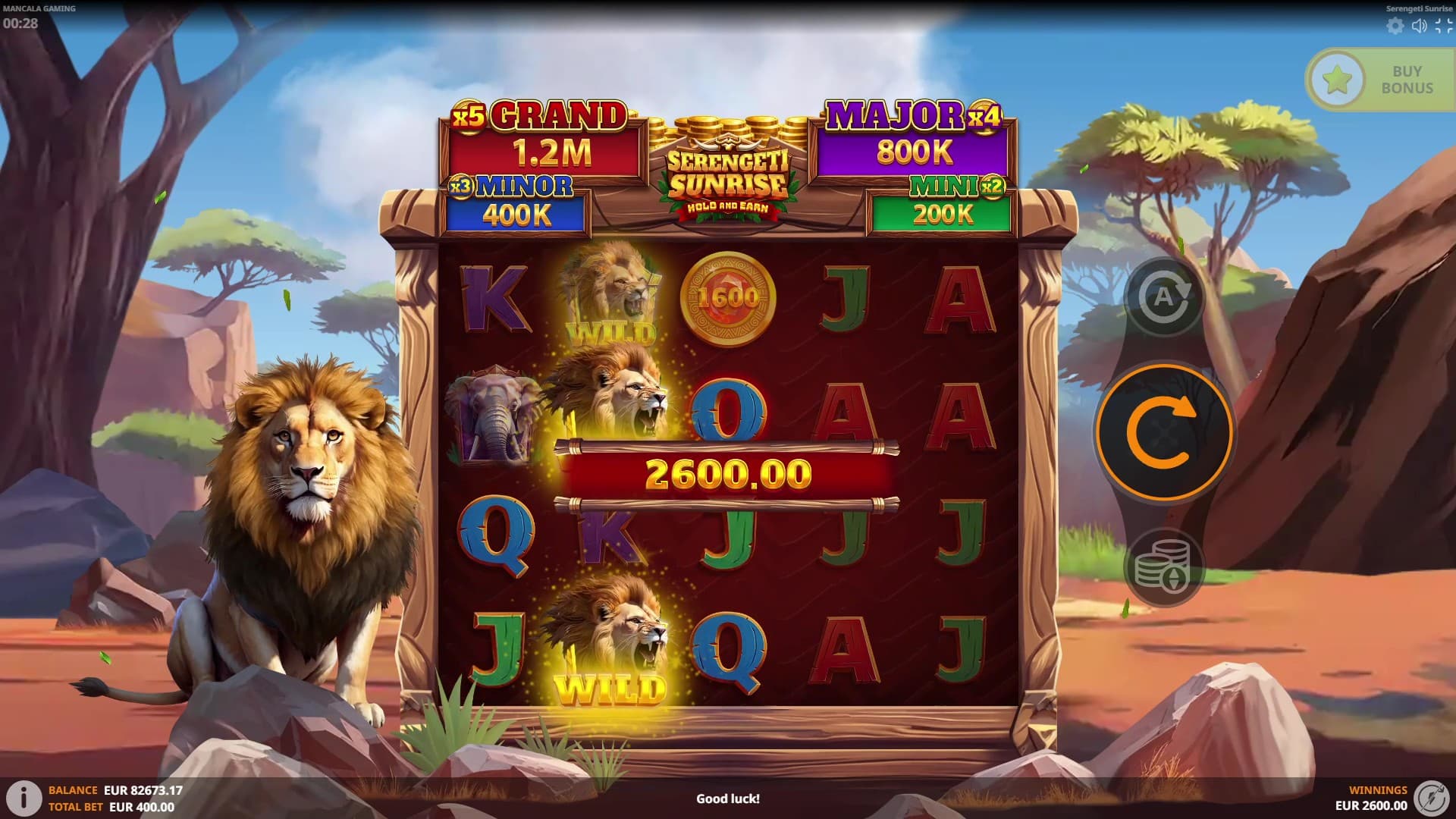 Landing 3 Scatter symbols triggers the bonus round