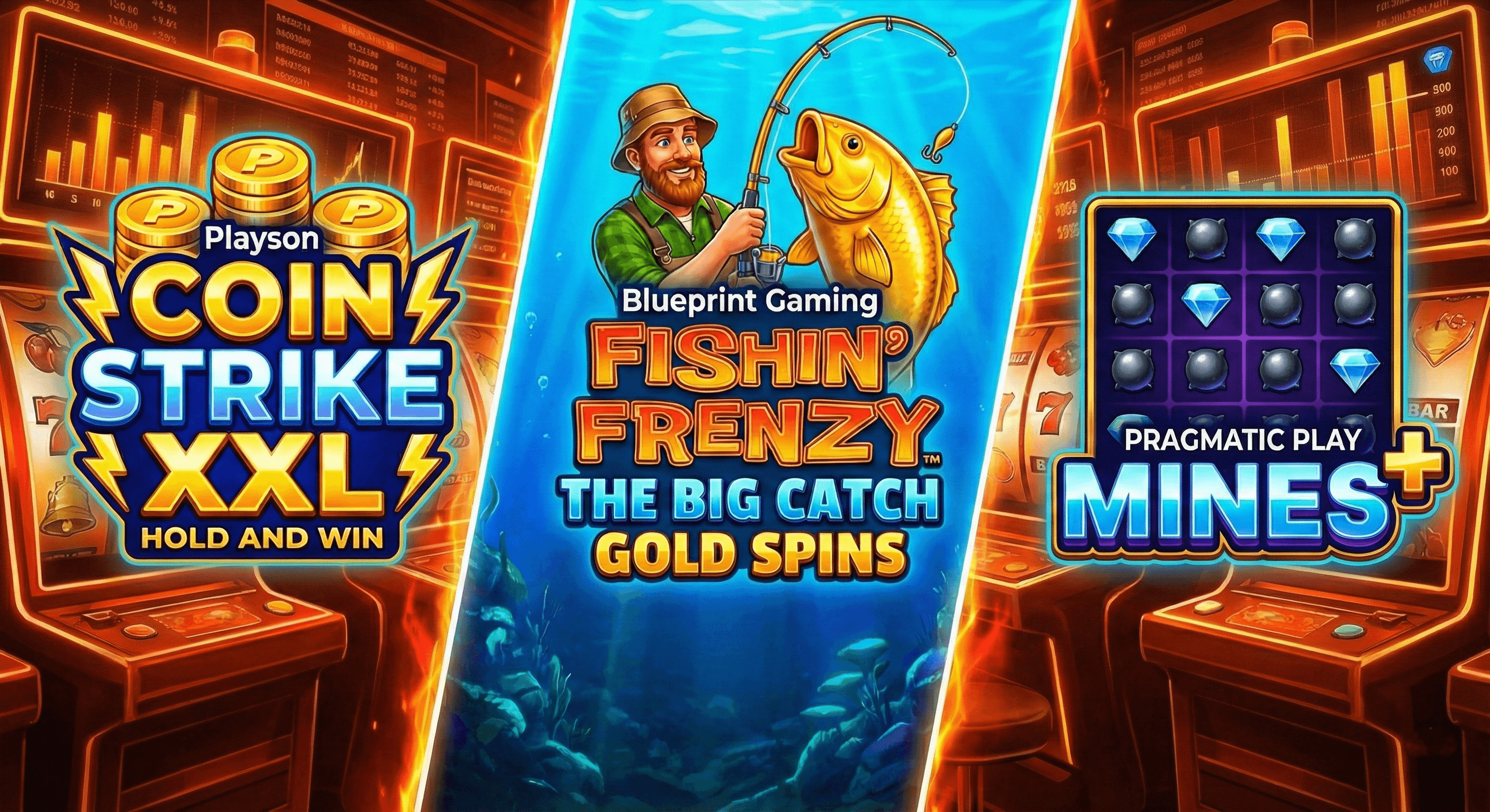 Playson’s Coin Strike XXL: Hold and Win and Blueprint’s Fishin’ Frenzy: The Big Catch Gold Spins show studios doubling down on proven IP with mechanic enhancements.